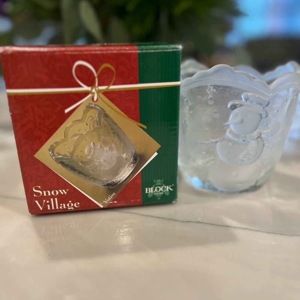 Crystal snow village decor votive holder or candy holder